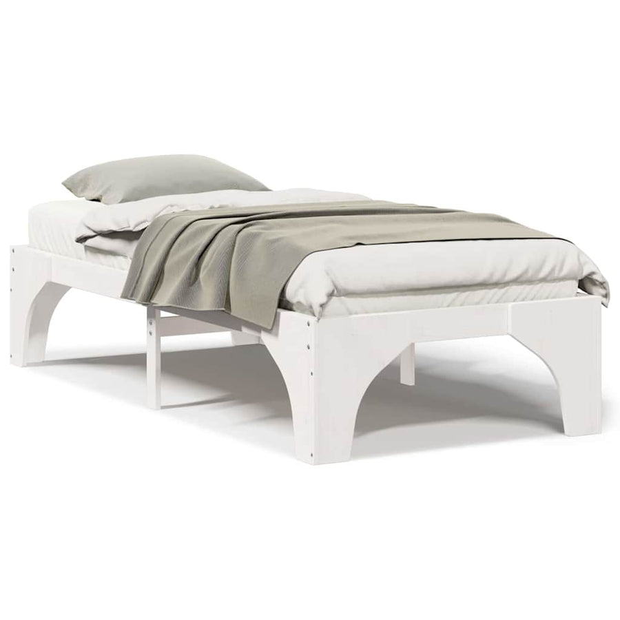 Bedframe met opslag Wit 80 x 200 cm Massief grenenhout
