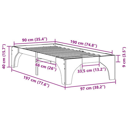 Bedframe met opslag Bruin 90 x 190 cm Massief grenenhout