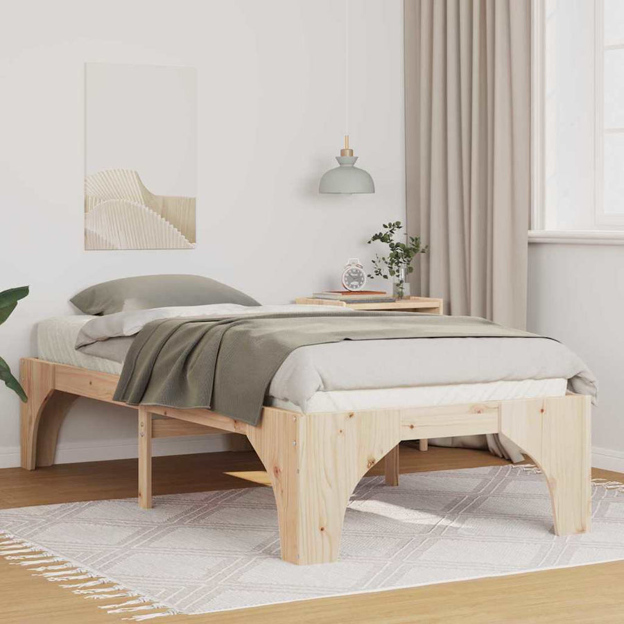 Bedframe met opslag Bruin 75 x 190 cm Massief grenenhout