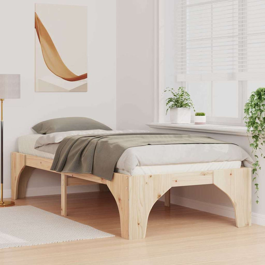 Bedframe met opslag Bruin 75 x 190 cm Massief grenenhout