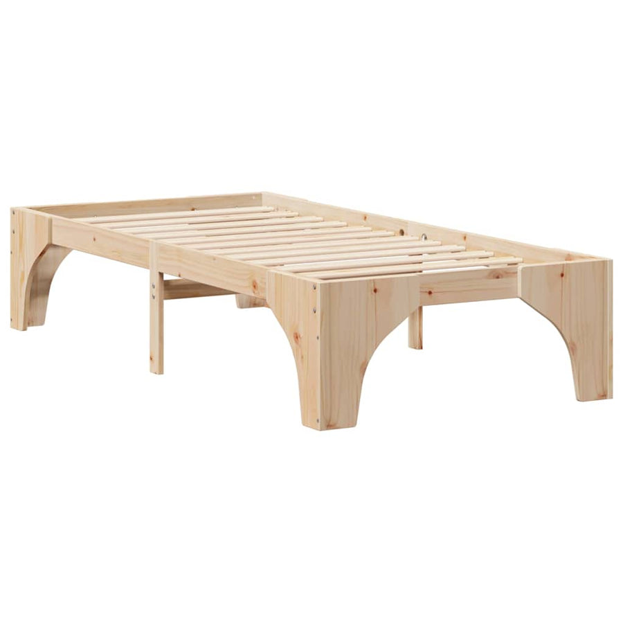 Bedframe met opslag Bruin 75 x 190 cm Massief grenenhout