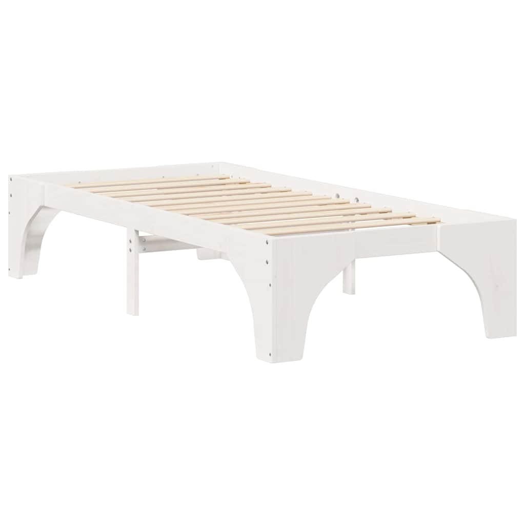 Bedframe met opslag Wit 75 x 190 cm Massief grenenhout