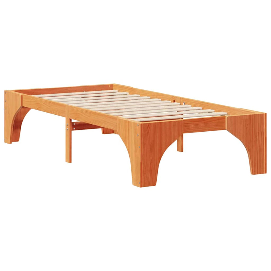 Bedframe met opslag Bruin 75 x 190 cm Massief grenenhout