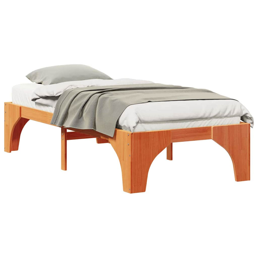 Bedframe met opslag Bruin 75 x 190 cm Massief grenenhout