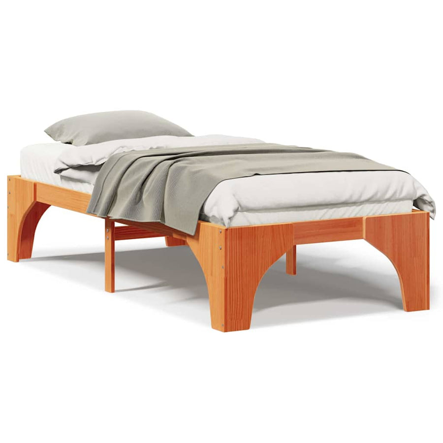 Bedframe met opslag Bruin 75 x 190 cm Massief grenenhout