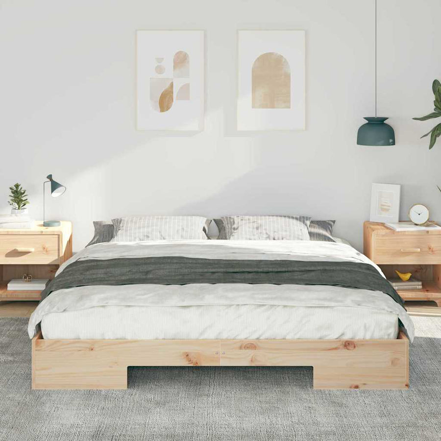 Bedframe met opslag Bruin 200 x 200 cm Massief grenenhout