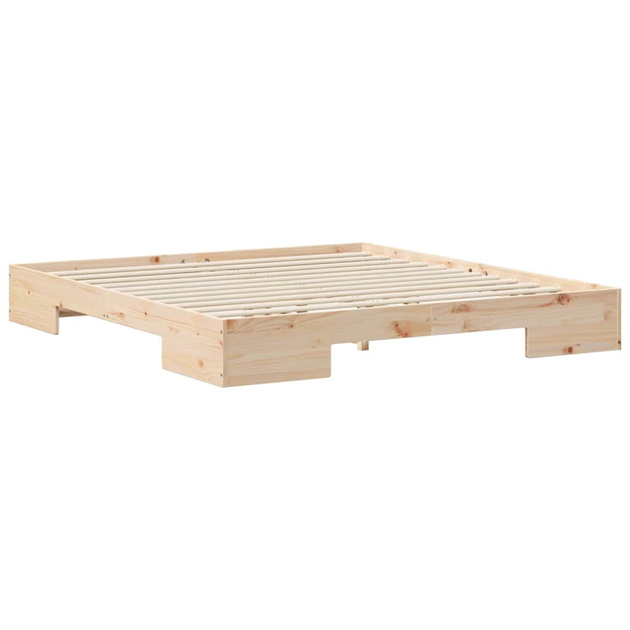 Bedframe met opslag Bruin 200 x 200 cm Massief grenenhout