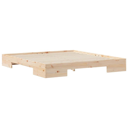 Bedframe met opslag Bruin 200 x 200 cm Massief grenenhout