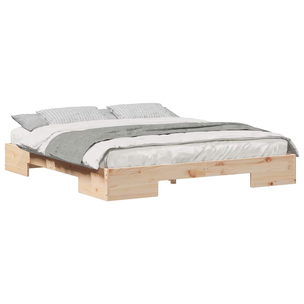Bedframe met opslag Bruin 200 x 200 cm Massief grenenhout