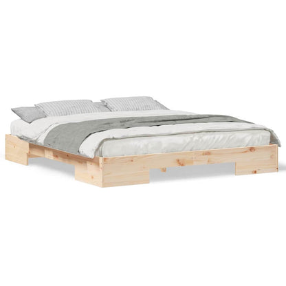 Bedframe met opslag Bruin 200 x 200 cm Massief grenenhout