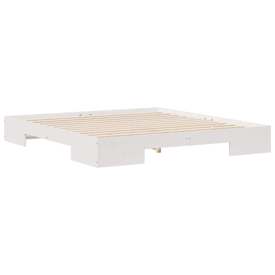 Bedframe met opslag Wit 200 x 200 cm Massief grenenhout