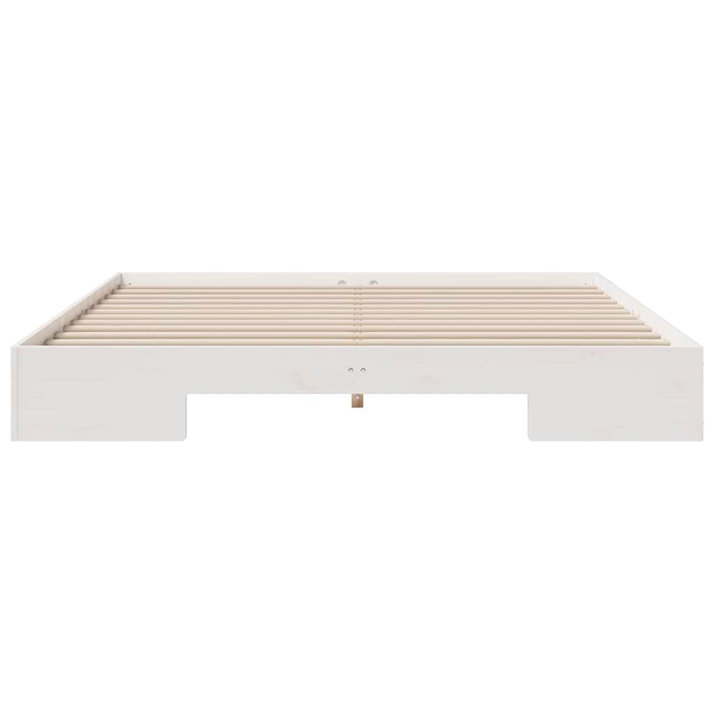 Bedframe met opslag Wit 200 x 200 cm Massief grenenhout