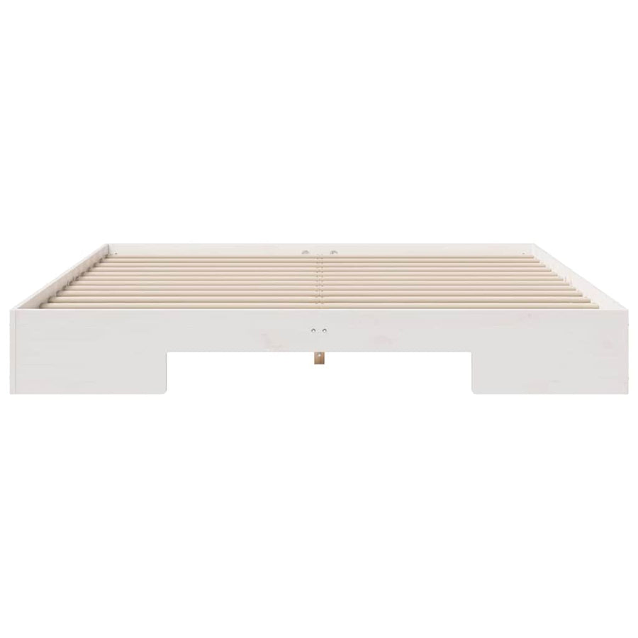 Bedframe met opslag Wit 200 x 200 cm Massief grenenhout