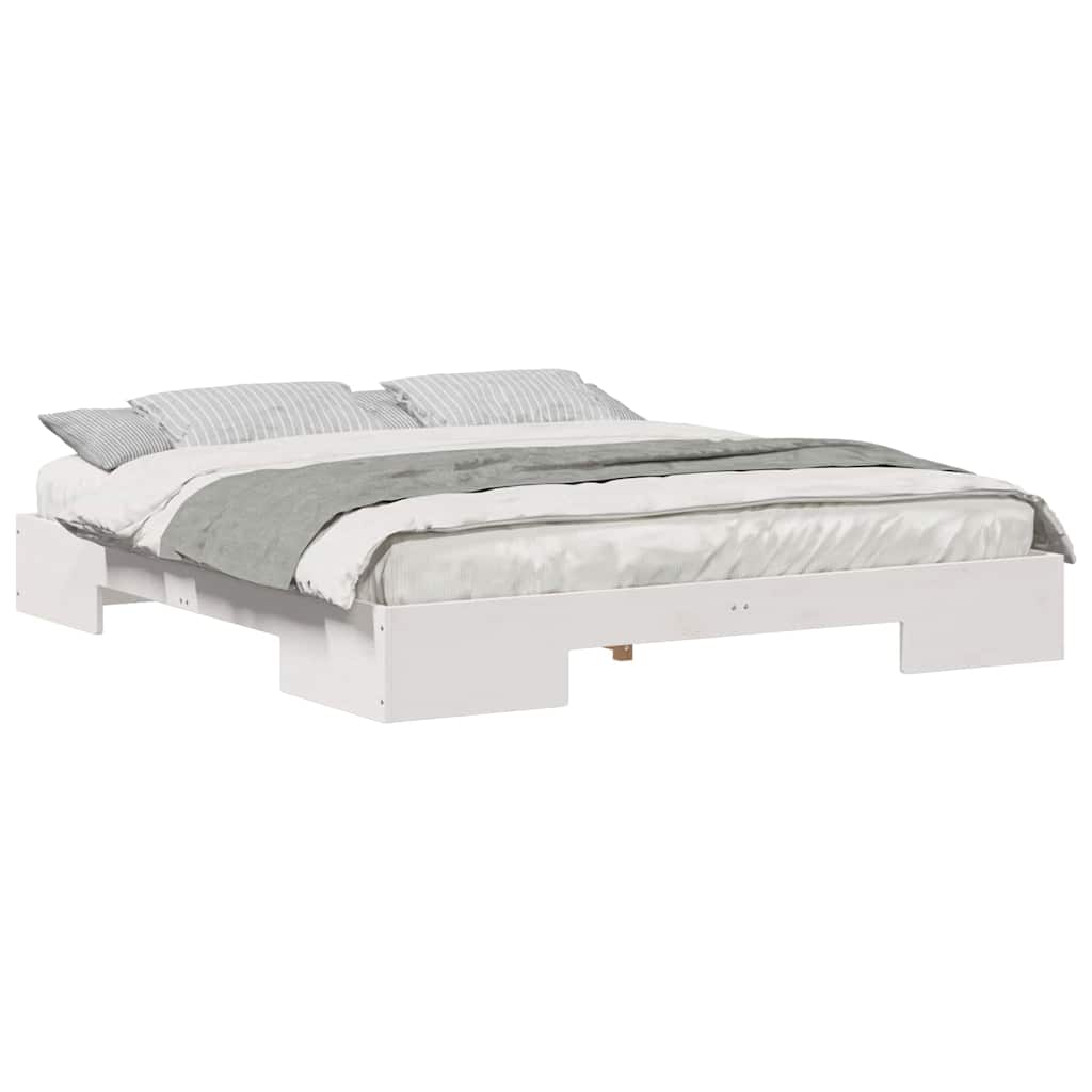 Bedframe met opslag Wit 200 x 200 cm Massief grenenhout