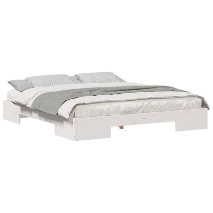 Bedframe met opslag Wit 200 x 200 cm Massief grenenhout