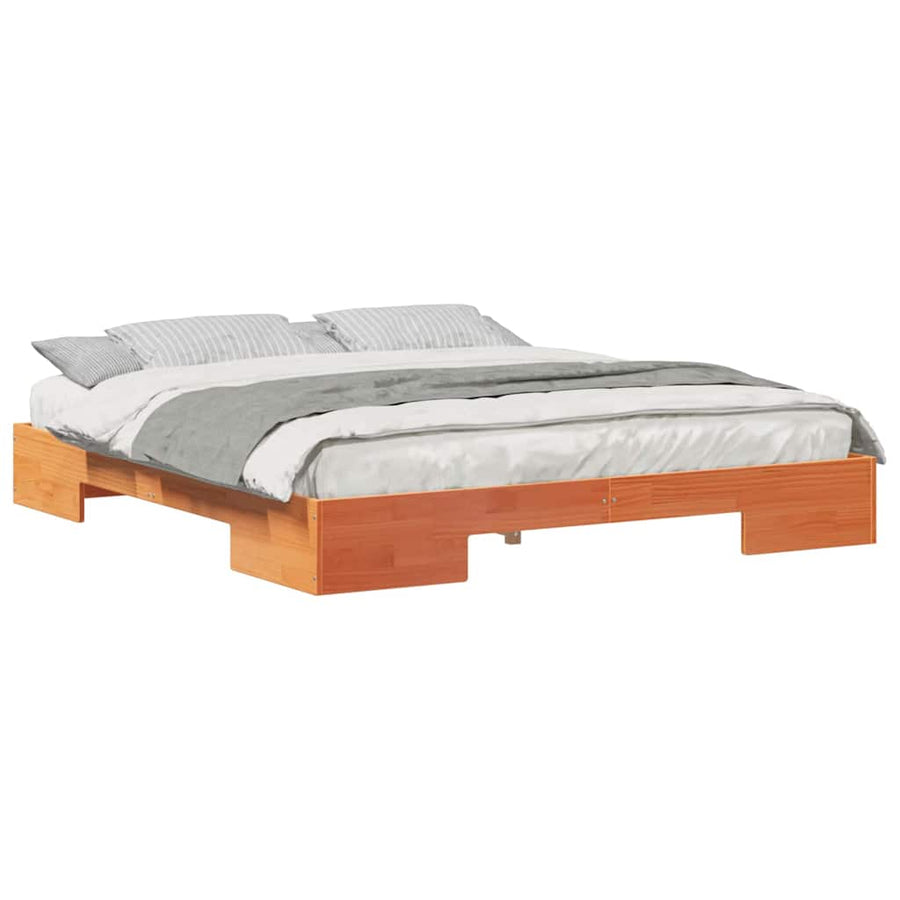 Bedframe met opslag Bruin 200 x 200 cm Massief grenenhout