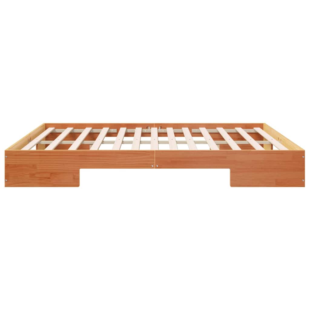 Bedframe met opslag Bruin 200 x 200 cm Massief grenenhout