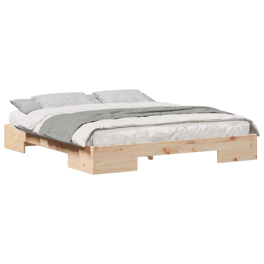 Bedframe met opslag Bruin 180 x 200 cm Massief grenenhout