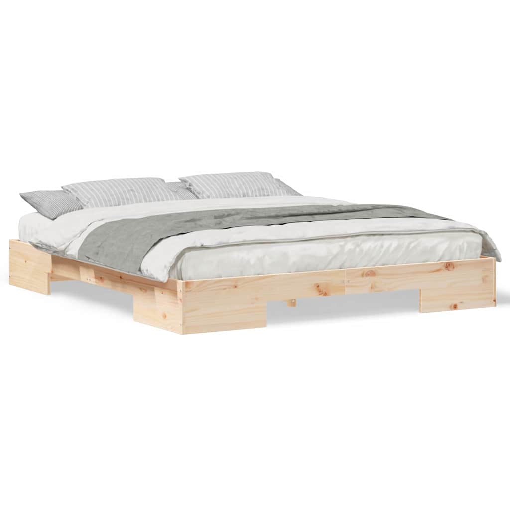 Bedframe met opslag Bruin 180 x 200 cm Massief grenenhout