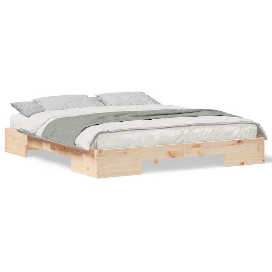 Bedframe met opslag Bruin 180 x 200 cm Massief grenenhout