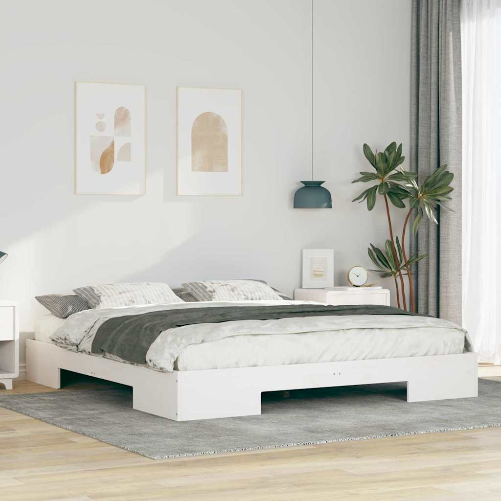 Bedframe Wit 180 x 200 cm Massief grenenhout