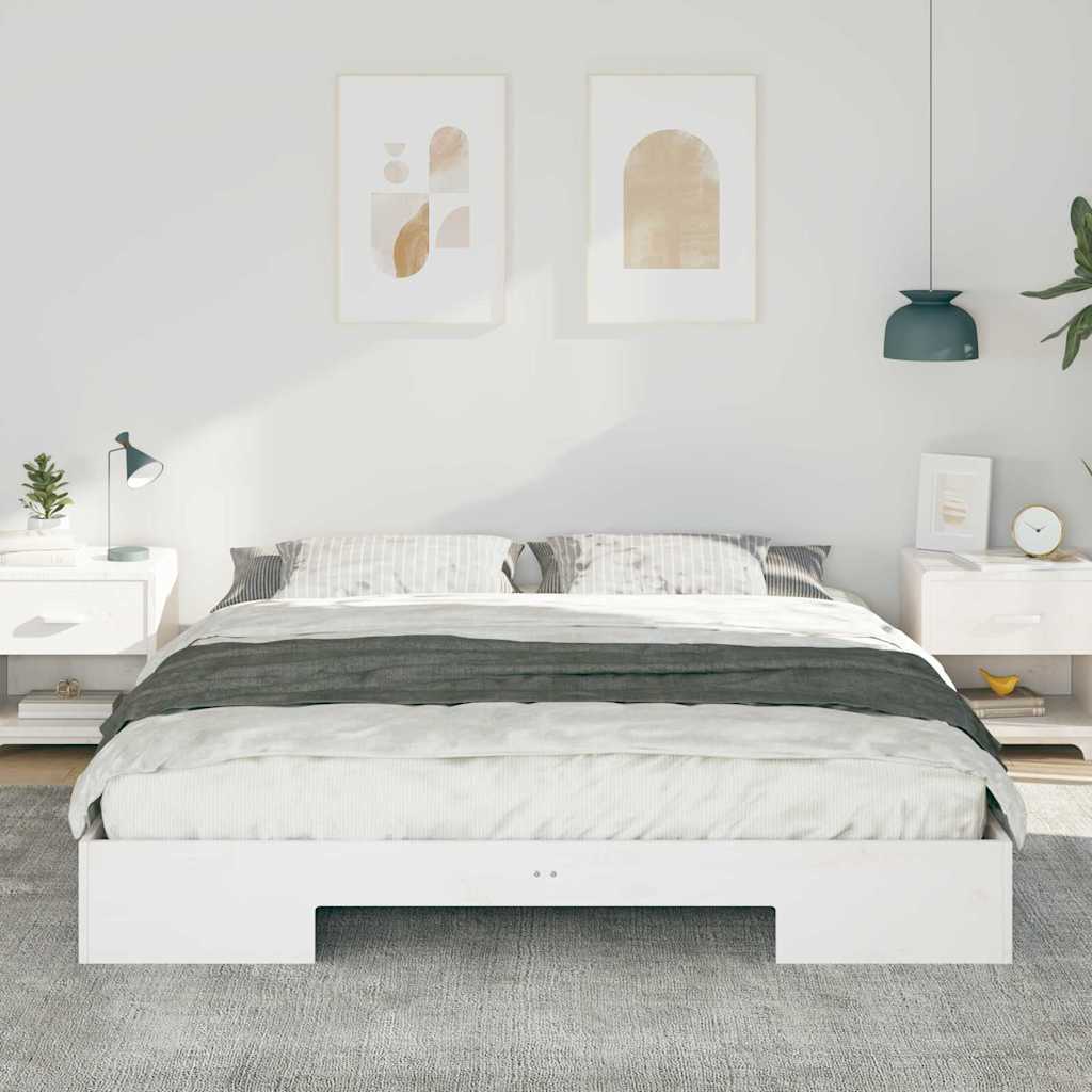 Bedframe Wit 180 x 200 cm Massief grenenhout