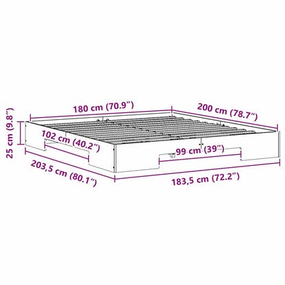 Bedframe Wit 180 x 200 cm Massief grenenhout
