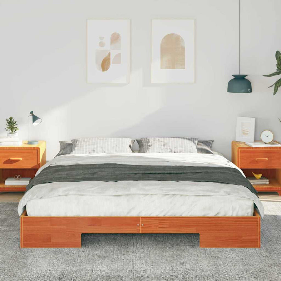 Bedframe met opslag Bruin 180 x 200 cm Massief grenenhout