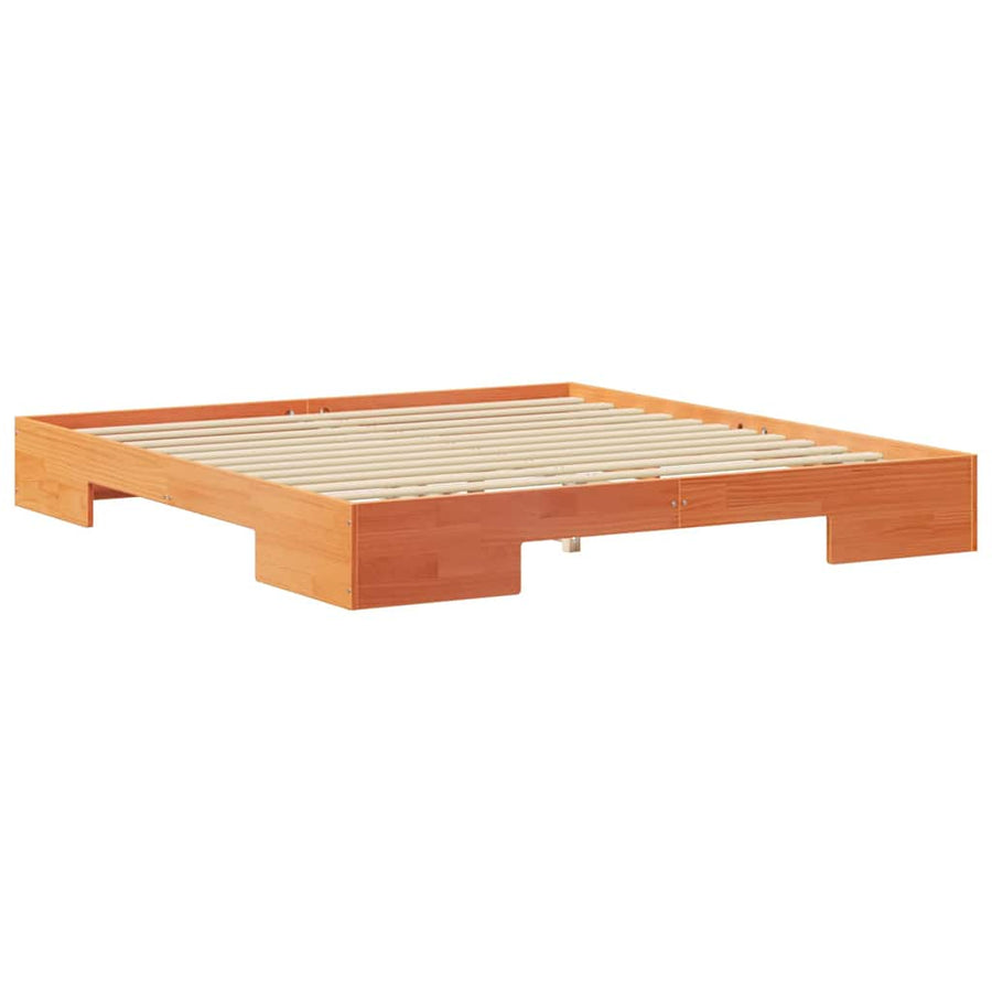 Bedframe met opslag Bruin 180 x 200 cm Massief grenenhout