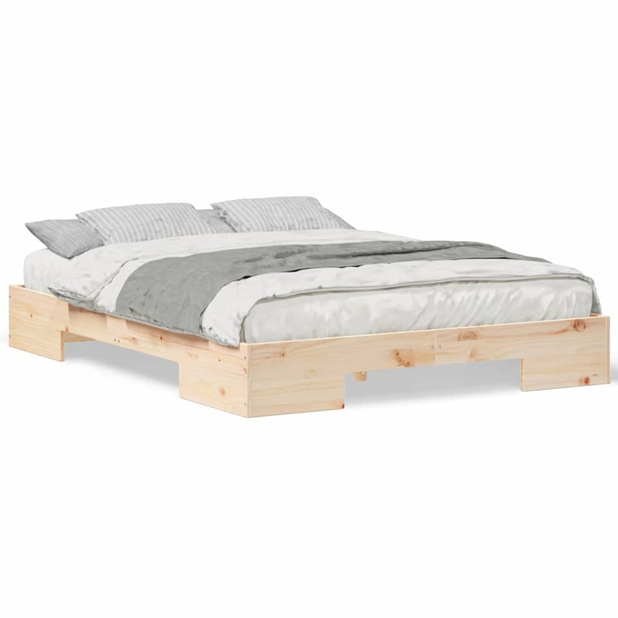 Bedframe met opslag Bruin 160 x 200 cm Massief grenenhout