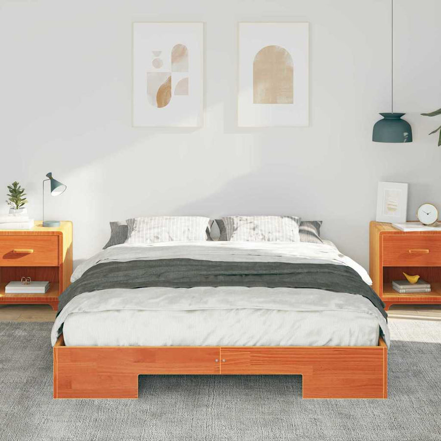Bedframe met opslag Bruin 160 x 200 cm Massief grenenhout