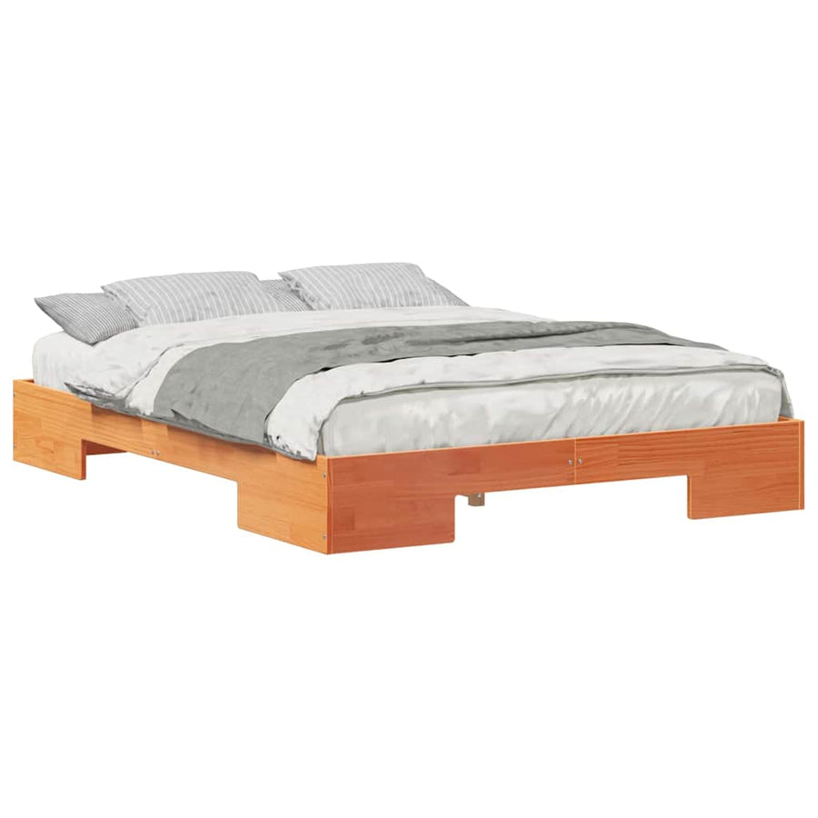 Bedframe met opslag Bruin 160 x 200 cm Massief grenenhout