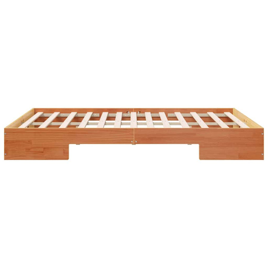 Bedframe met opslag Bruin 160 x 200 cm Massief grenenhout