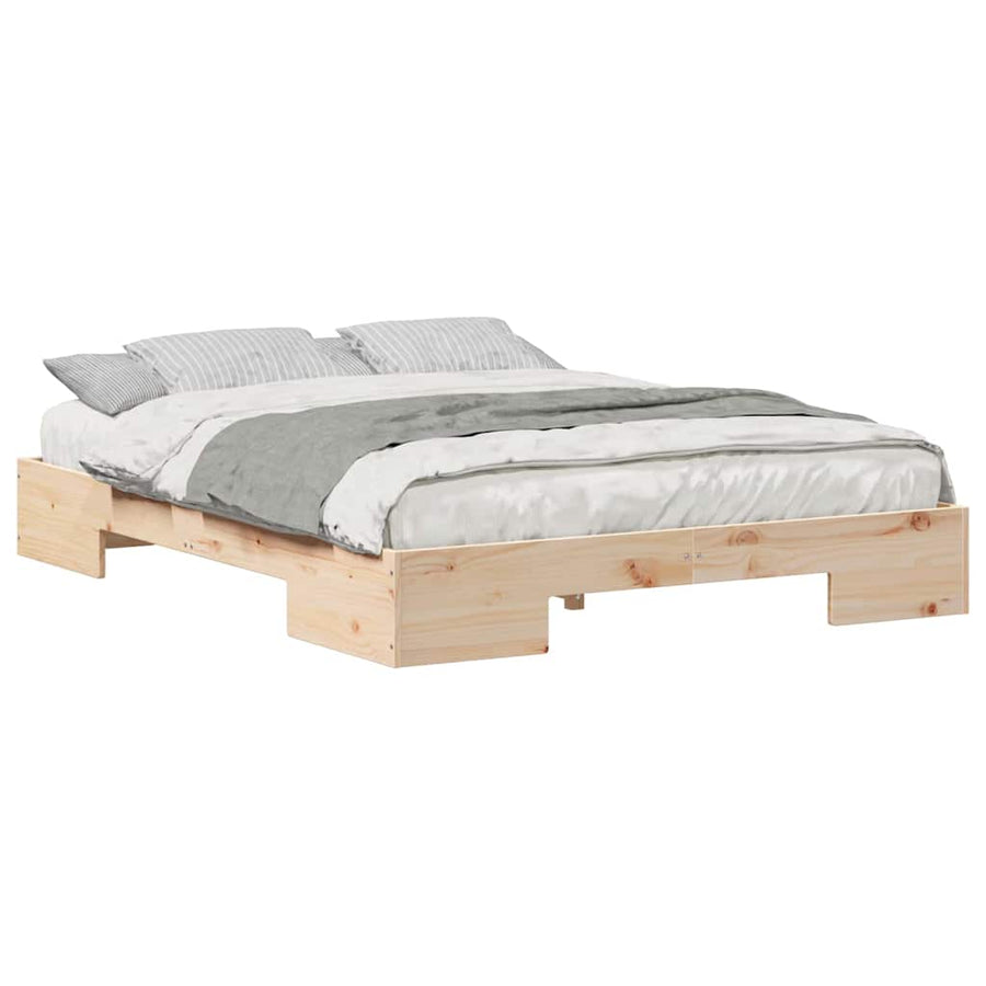 Bedframe met opslag Bruin 150 x 200 cm Massief grenenhout