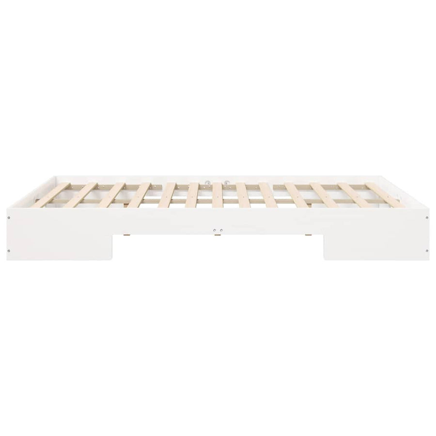 Bedframe met opslag Wit 150 x 200 cm Massief grenenhout