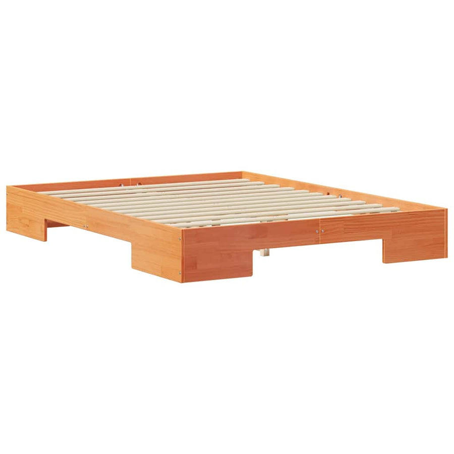 Bedframe met opslag Bruin 150 x 200 cm Massief grenenhout
