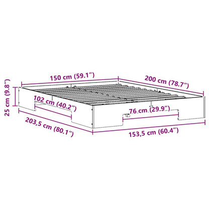 Bedframe met opslag Bruin 150 x 200 cm Massief grenenhout