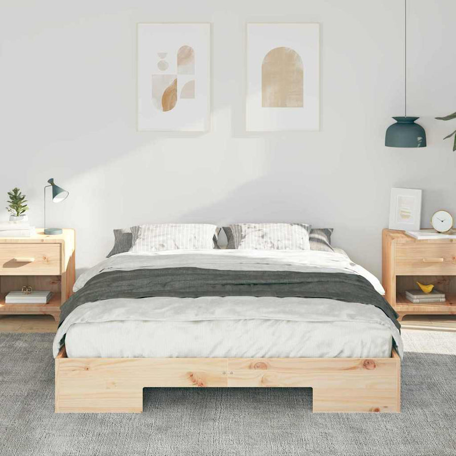 Bedframe met opslag Bruin 140 x 200 cm Massief grenenhout
