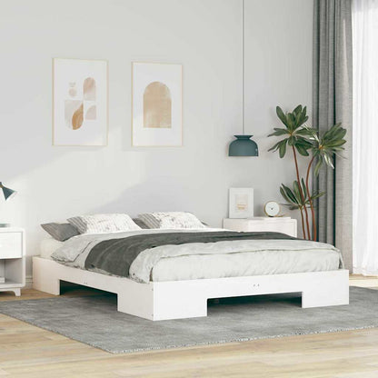 Bedframe met opslag Wit 140 x 200 cm Massief grenenhout