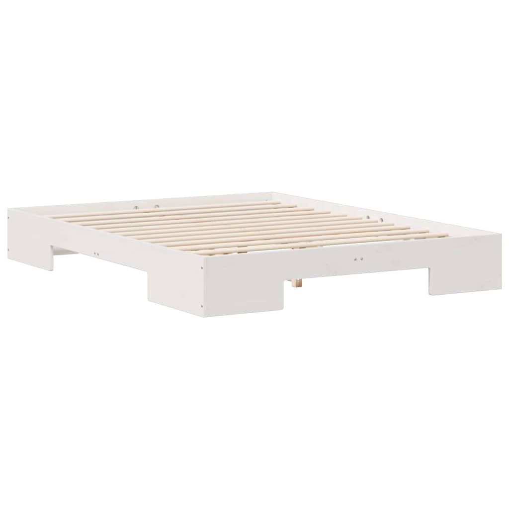 Bedframe met opslag Wit 140 x 200 cm Massief grenenhout