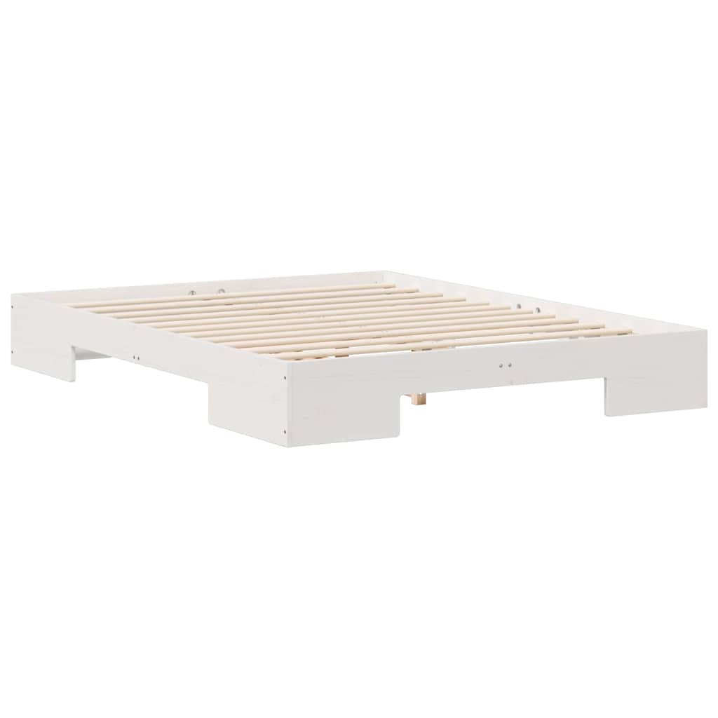 Bedframe met opslag Wit 140 x 200 cm Massief grenenhout