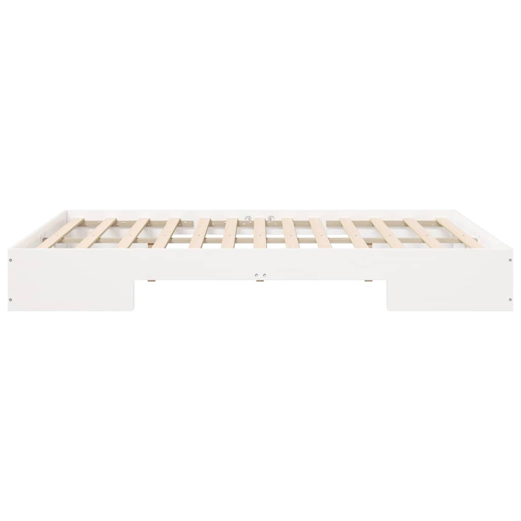 Bedframe met opslag Wit 140 x 200 cm Massief grenenhout