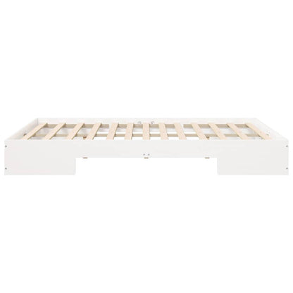 Bedframe met opslag Wit 140 x 200 cm Massief grenenhout