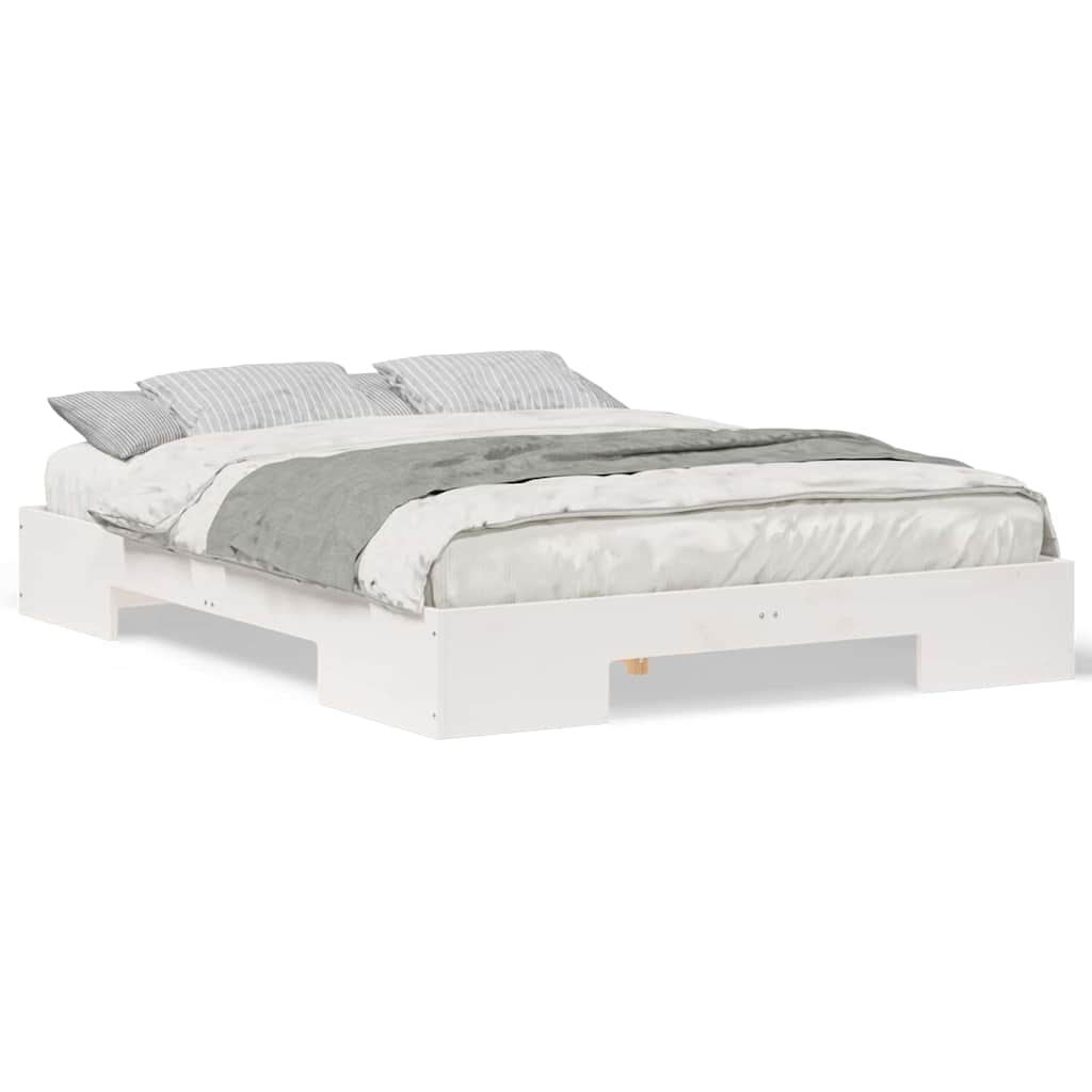 Bedframe met opslag Wit 140 x 200 cm Massief grenenhout