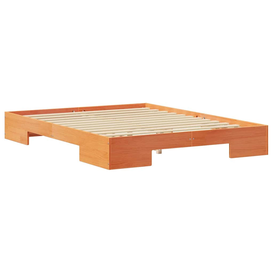 Bedframe met opslag Bruin 140 x 200 cm Massief grenenhout