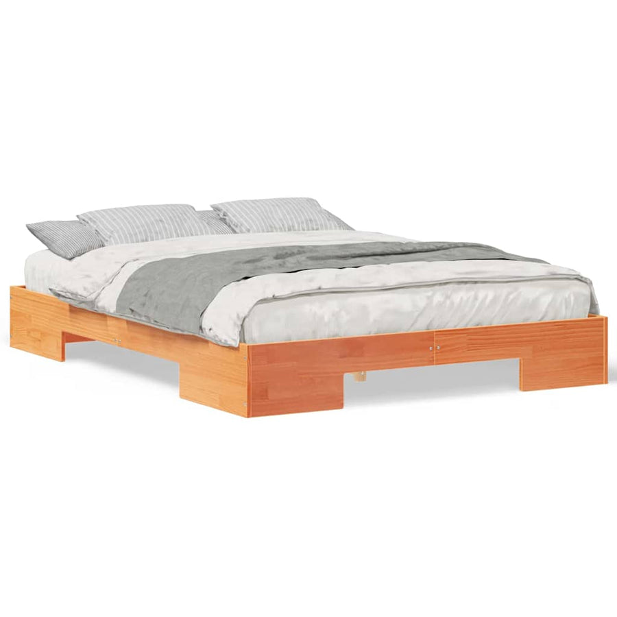 Bedframe met opslag Bruin 140 x 200 cm Massief grenenhout