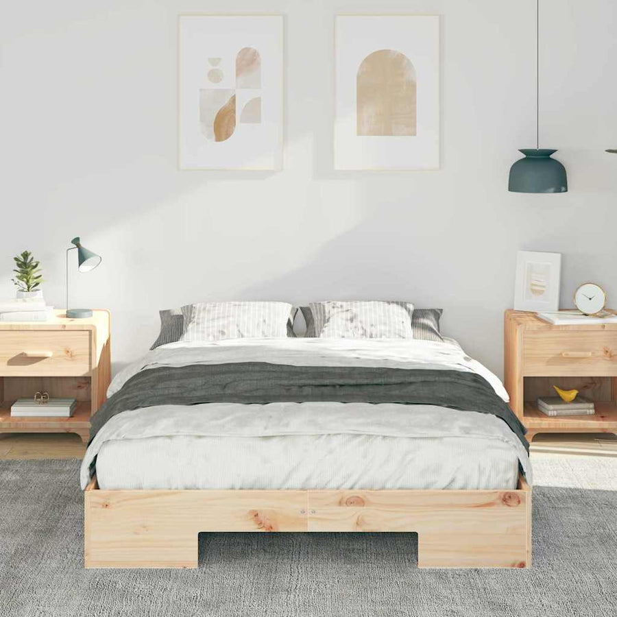 Bedframe met opslag Bruin 120 x 200 cm Massief grenenhout
