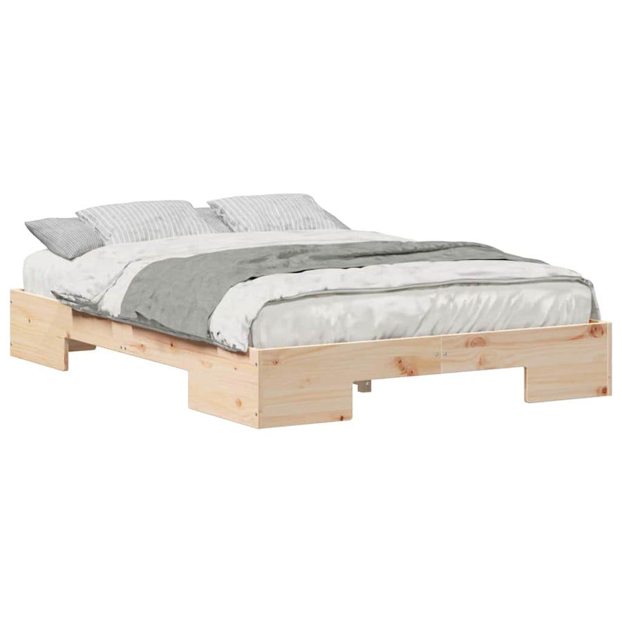Bedframe met opslag Bruin 120 x 200 cm Massief grenenhout