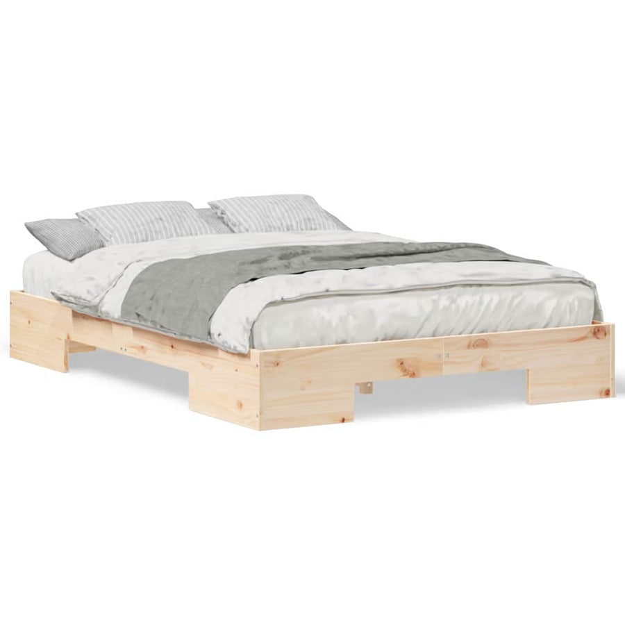 Bedframe met opslag Bruin 120 x 200 cm Massief grenenhout