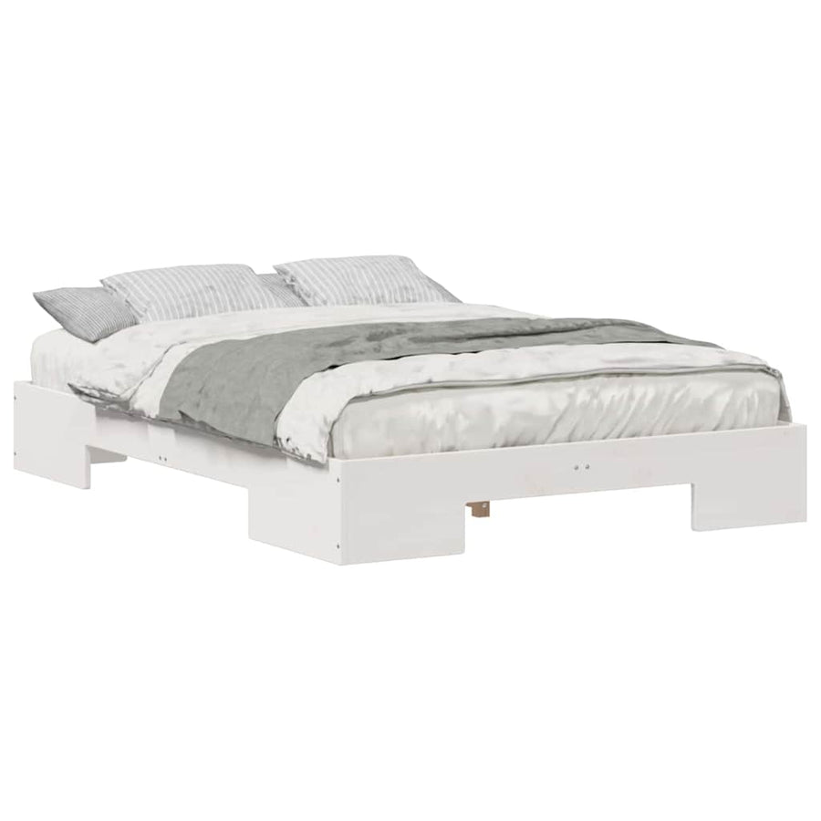 Bedframe met opslag Wit 120 x 200 cm Massief grenenhout